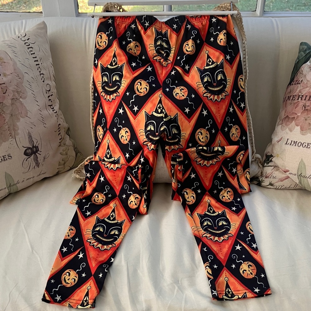 Johanna Parker Style Halloween Cat Print Leggings - SMALL